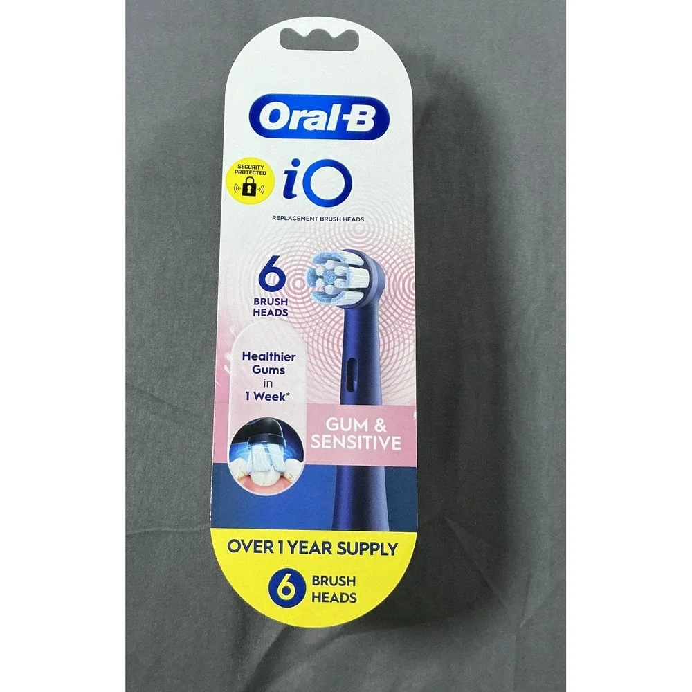 Oral-B iO Gum & Sensitive Replacement Brush Heads Black 6 Count Pack